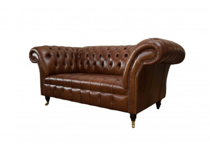 Luxus Sofa 2 Sitzer Sofas Braun Leder Design Möbel Stil Polster Neu
