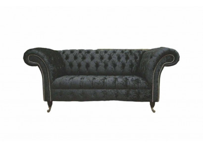 Englische Chesterfield Büro Sitzmöbel Einrichtung Sofa Couch 2 Sitz Schwarz