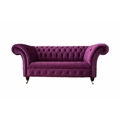 Englische Chesterfield Büro Sitzmöbel Einrichtung Sofa Couch 2 Sitz Violett
