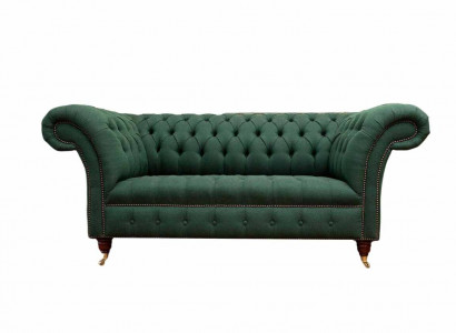 Chesterfield Sofa 2 Sitzer Polster Sofas Grün Luxus Stoffsofas Textil