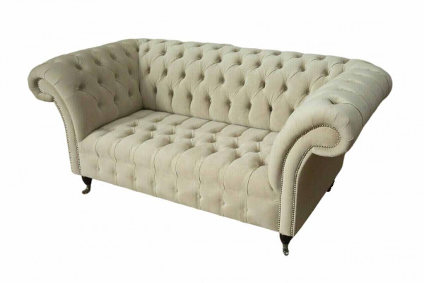 Zweisitzer Couch Polster Sofa 2 Sitz Textil Stoff Luxus Chesterfield Neu