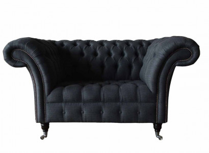 Couch Polster Sofa Textil Chesterfield Couchen 1,5 Sitzer Einsitzer Grau
