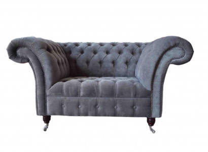 Chesterfield Sofa 1.5 Sitzer Couch Polster Design Sofas Sitz Polster Grau