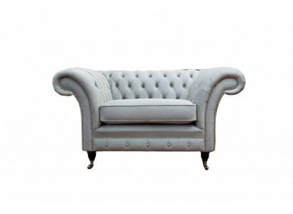 Sessel Polster Sofa Textil Chesterfield Couchen 1 Sitzer Einsitzer Grau