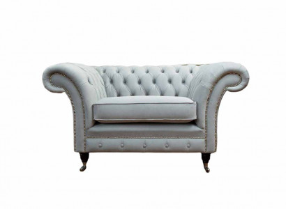Sessel Polster Sofa Textil Chesterfield Couchen 1 Sitzer Einsitzer Grau