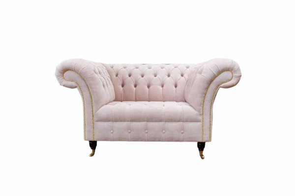Sessel Polster Sofa Textil Chesterfield Couchen 1 Sitzer Einsitzer Rosa