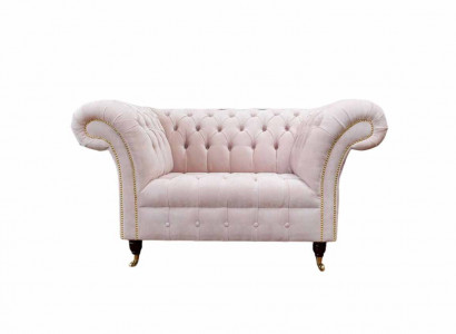 Sessel Polster Sofa Textil Chesterfield Couchen 1 Sitzer Einsitzer Rosa