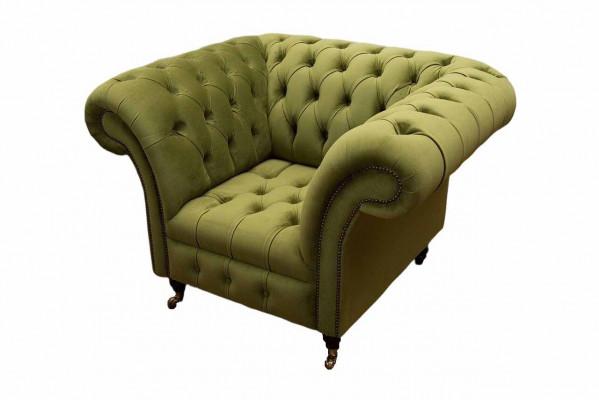 Chesterfield Design Sessel Couch Polster Luxus Textil Couchen Einsitzer