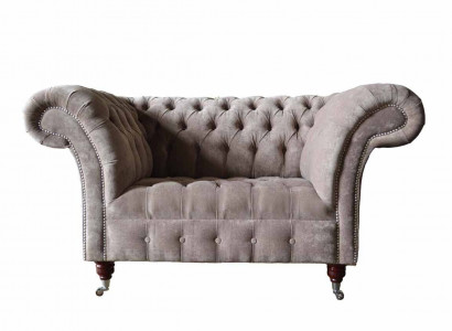 Chesterfield Sofa Couch 1 Sitzer Luxus Textil Stoff Couchen Polster Neu