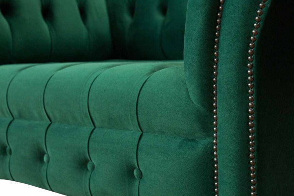 Grau Chesterfield Design Sofa Sessel Ohrensessel Polster Luxus Textil