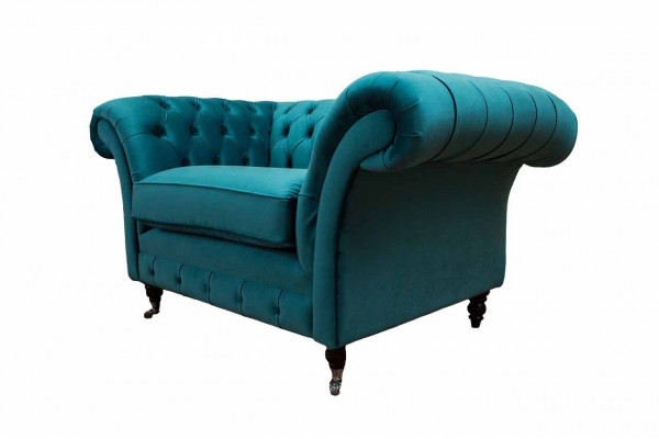 Chesterfield Design Sessel Couch Polster Luxus Textil Couchen 1 Sitzer