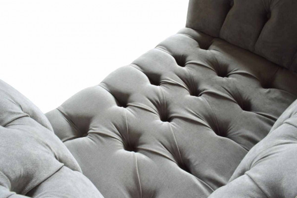 Graue Chesterfield Ohrensessel Grau Sessel Couch Stoffsofa Wohnzimmer