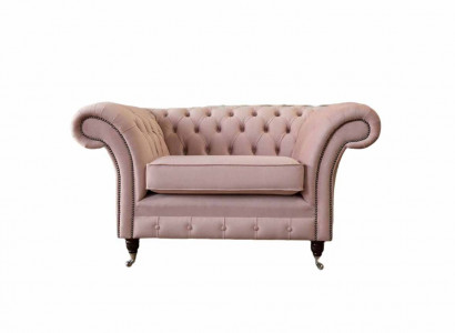 Chesterfield Design Sessel Rosa Polster Luxus Textil Couchen 1 Sitzer