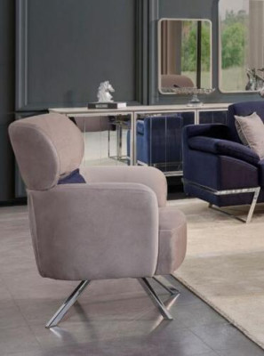 Sessel Ohrensessel Cocktailsessel Sitzer Modern Design Grau Stoff Sitz