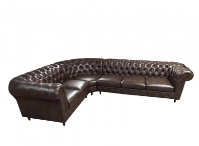 Chesterfield Ecksofa L-Form Sofa Braun Luxus Möbel Couch Eckgarnitur