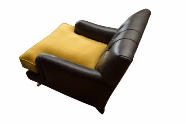 Sessel Couch Sofa Leder Braun Lounge Polster Sitzer Luxus Design Club