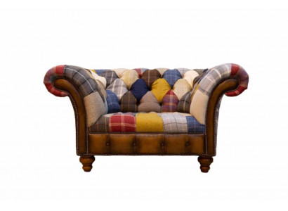 Chesterfield Design Sessel Couch Polster Textil Couchen Sitzer Mehrfarbig