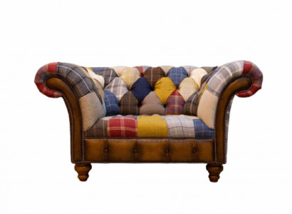 Chesterfield Design Sessel Couch Polster Textil Couchen Sitzer Mehrfarbig