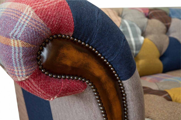 Chesterfield Design Sessel Couch Polster Textil Couchen Sitzer Mehrfarbig