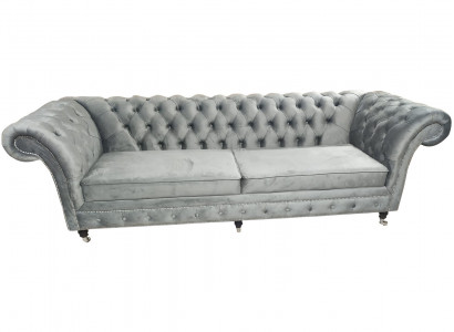Sofa Chesterfield 3 Sitzer Couch Textil Stoff Couchen Sofas Polster 230cm