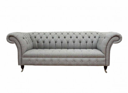 Chesterfield 3 Sitzer Sofa Grau Design Couchen Polster Sofas Couchen