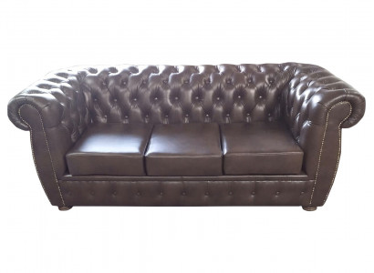 Chesterfield Sofa Ledersofa Couch 3 Sitzer Original Braun Sofas