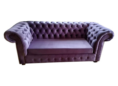 Chesterfield Sofa Dreisitzer Sofas Couch Polster Textil Lila Couchen Samt