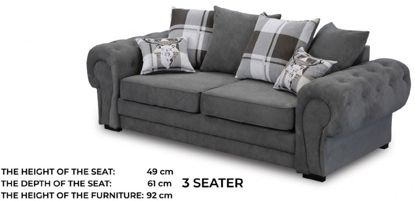 Sofagarnitur 3+2+1 Chesterfield-Möbel Wohnzimmer Textil im italienischen Stil
