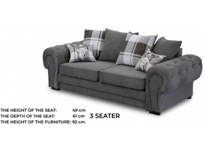 Dreisitzer Couch Polster Möbel Samt Couch Stoff Sofa 224cm Couchen