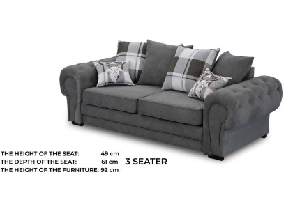 Dreisitzer Couch Polster Möbel Samt Couch Stoff Sofa 224cm Couchen