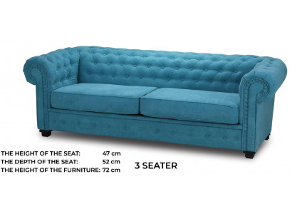 Dreisitzer Couch Textil Turkis Sofa Polster Möbel Einrichtung Sofas Couchen