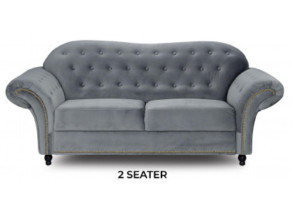 Zweisitzer Graue Chesterfield Couch Polster Möbel Stoff Couchen Sofas Textil