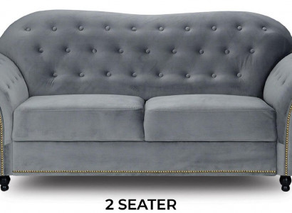 Chesterfield Sofa Stoff Grau Sofas Wohnzimmer Couch Sitzpolster Möbel