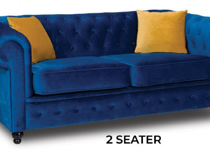 Blaue Wohnzimmer Couch Polster Möbel Zweisitzer Couchen Sofas Stoff Textil