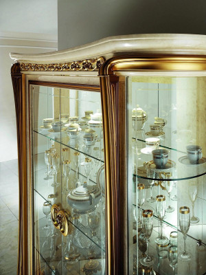 Vitrine Vitrinen Schrank Glasschrank Wohnzimmer Regal Rokoko Barock Echtes Holz