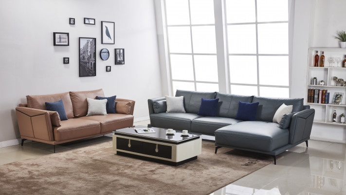 Designer Sofa Couch Garnitur Ecksofa mit Hocker Polster Wohnlandschaft