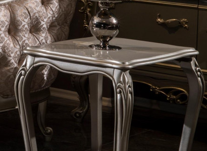 Silberner Beistelltisch Barock Rokoko Tisch Zeitungstisch Wohnzimmer Holz