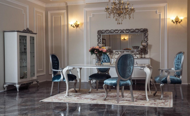 Turkis Grauer Stuhl Chesterfield Holz Stühle Armlehne Esszimmer Möbel