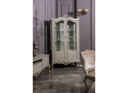 Hellgraue Vitrine Barock Rokoko Schrank Glasschrank Vitrinen Klassische