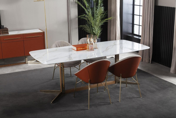 Tisch in Weiß für Esszimmer Luxuriös Moderner Stil Komfortabel Tische