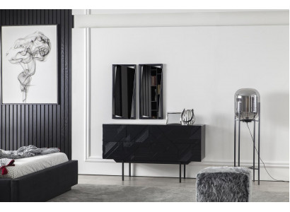 Schwarz Kommode Sideboard Schrank Anrichte Kommoden Schränke 138cm Möbel