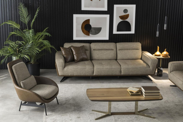 Wohnzimmer Sessel Lehnstuhl Relax Stühle Club Lounge Möbel Braun Sofa