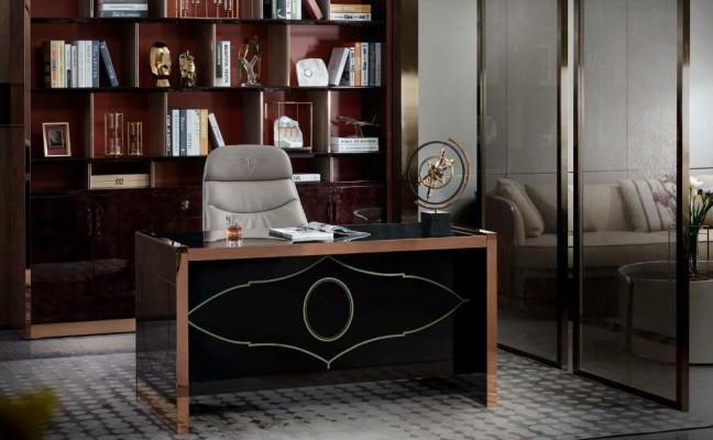 Bürostuhl Beige Leder Edelstahl Arbeitszimmer Büro Möbel Luxus Einrichtung Neu