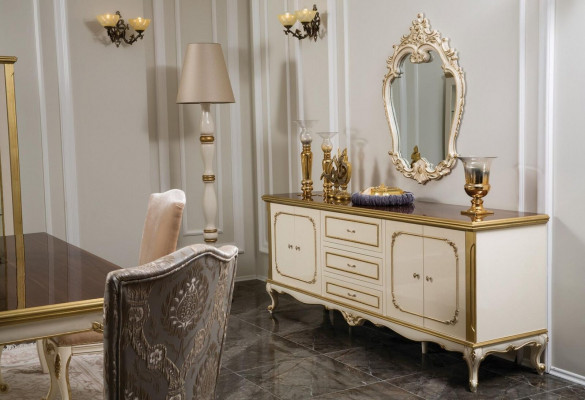 Design Esszimmer Set 8tlg Esstisch Stuhl Kommode Vitrine Spiegel Tische Holz