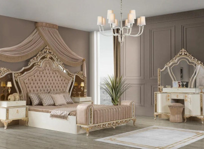 Schlafzimmer Komplettes Bett 2x Nachttische Kommode mit Spiegel 4tlg Neu