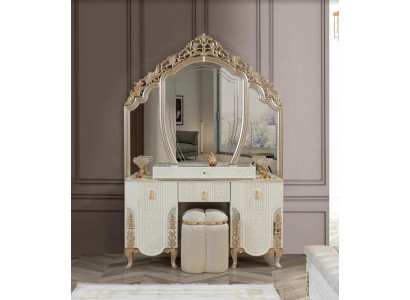 Schlafzimmer Set Luxus Schminktisch mit Spiegel Hocker Design neu 2tlg