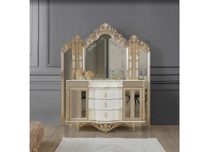 Schlafzimmer Set Luxus Schminktisch mit Spiegel weiß Design neu 2tlg
