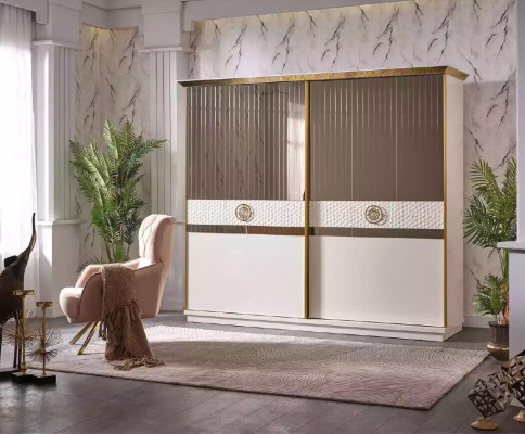 Kleiderschrank mit Schiebetüren luxuriöser moderner Schränke 260cm Schrank