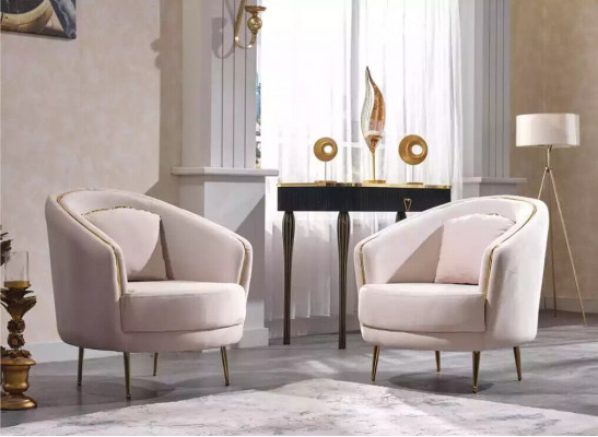 Blaue Polstergarnitur Set 3+1+1 Sitzer Sofa Set Sessel Sofagarnitur 3tlg