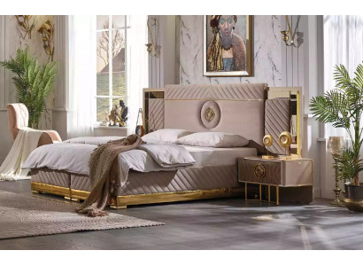 Luxus Bett 2x Nachttische Set Betten Neu Doppelbett Schlafzimmer-Set 3tlg